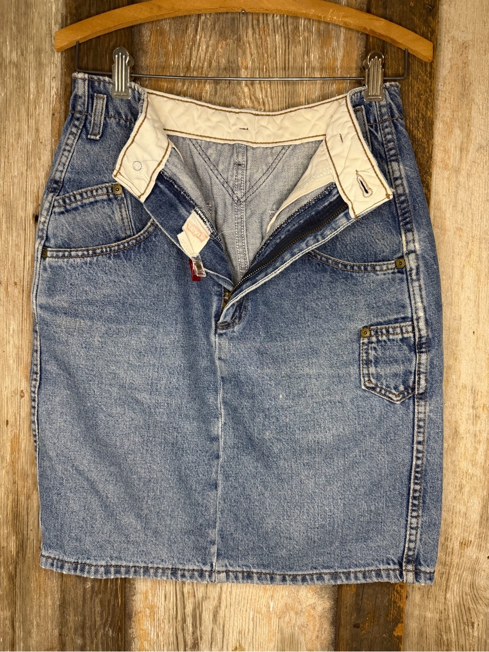 VTG 80s Levi’s Utility/Cargo Style Denim Skirt Made in USA: Size Medium - Picture 7 of 15